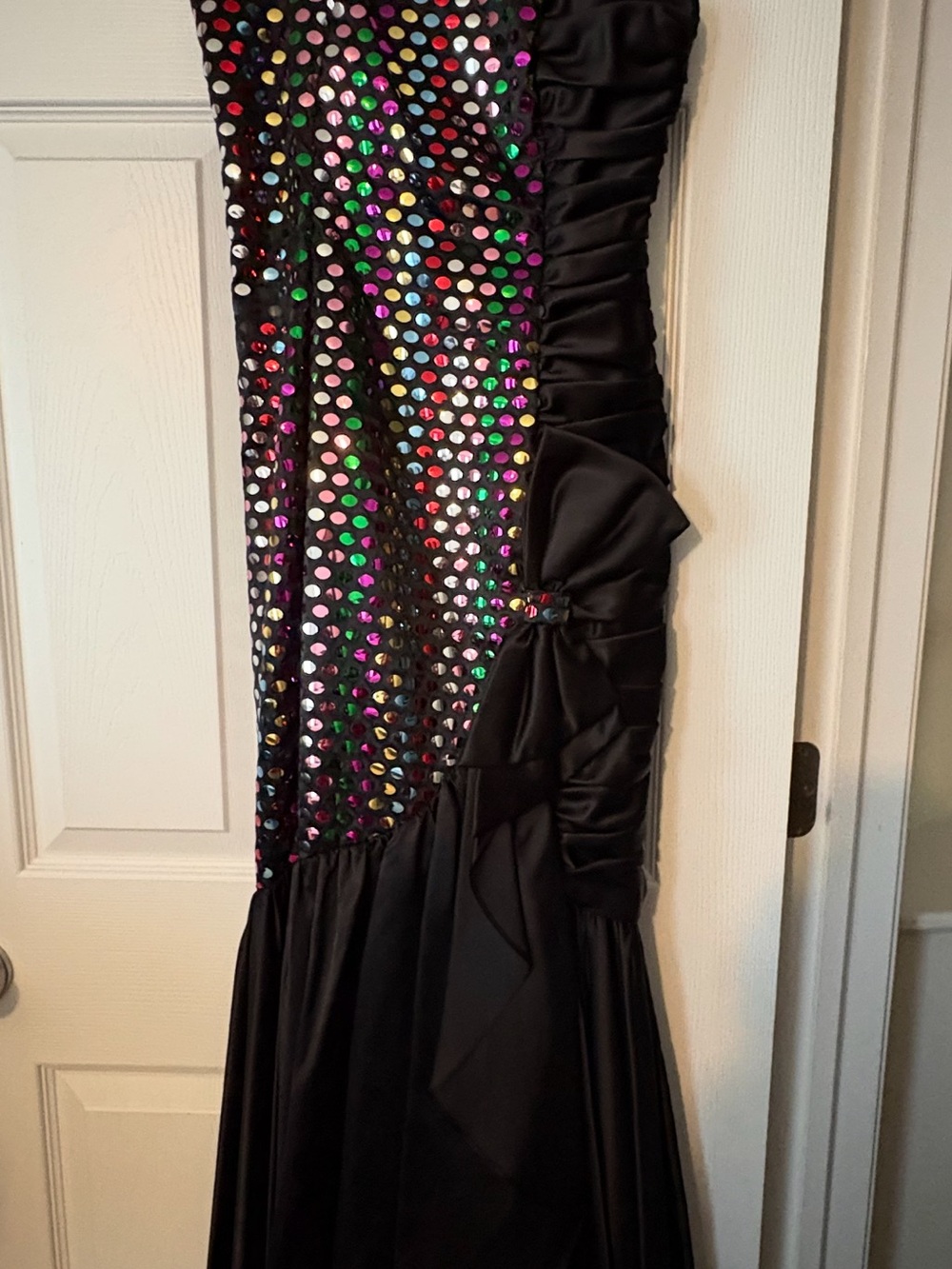 Black High-Low Dress with Iridescent Sequin Panels